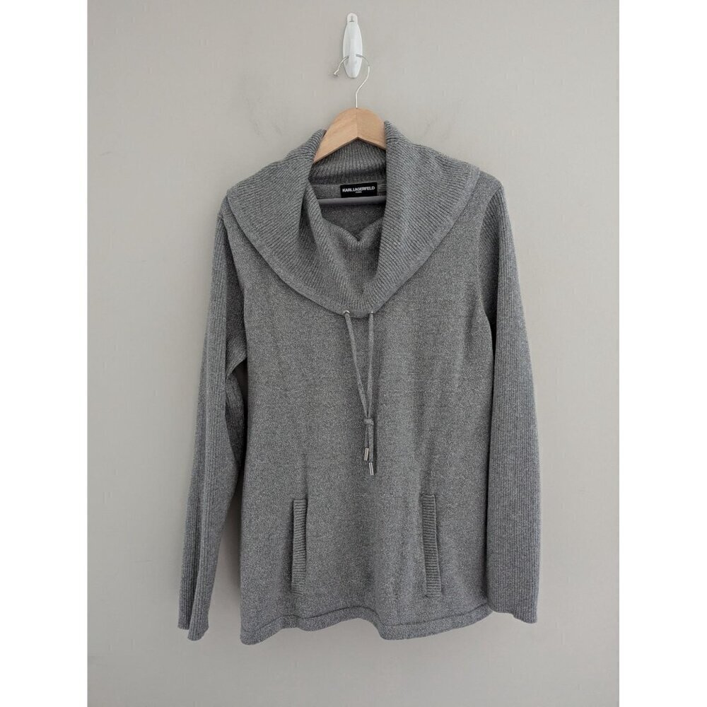 Karl Lagerfeld Paris Cowl Neck Pullover Metallic Sweater Size M